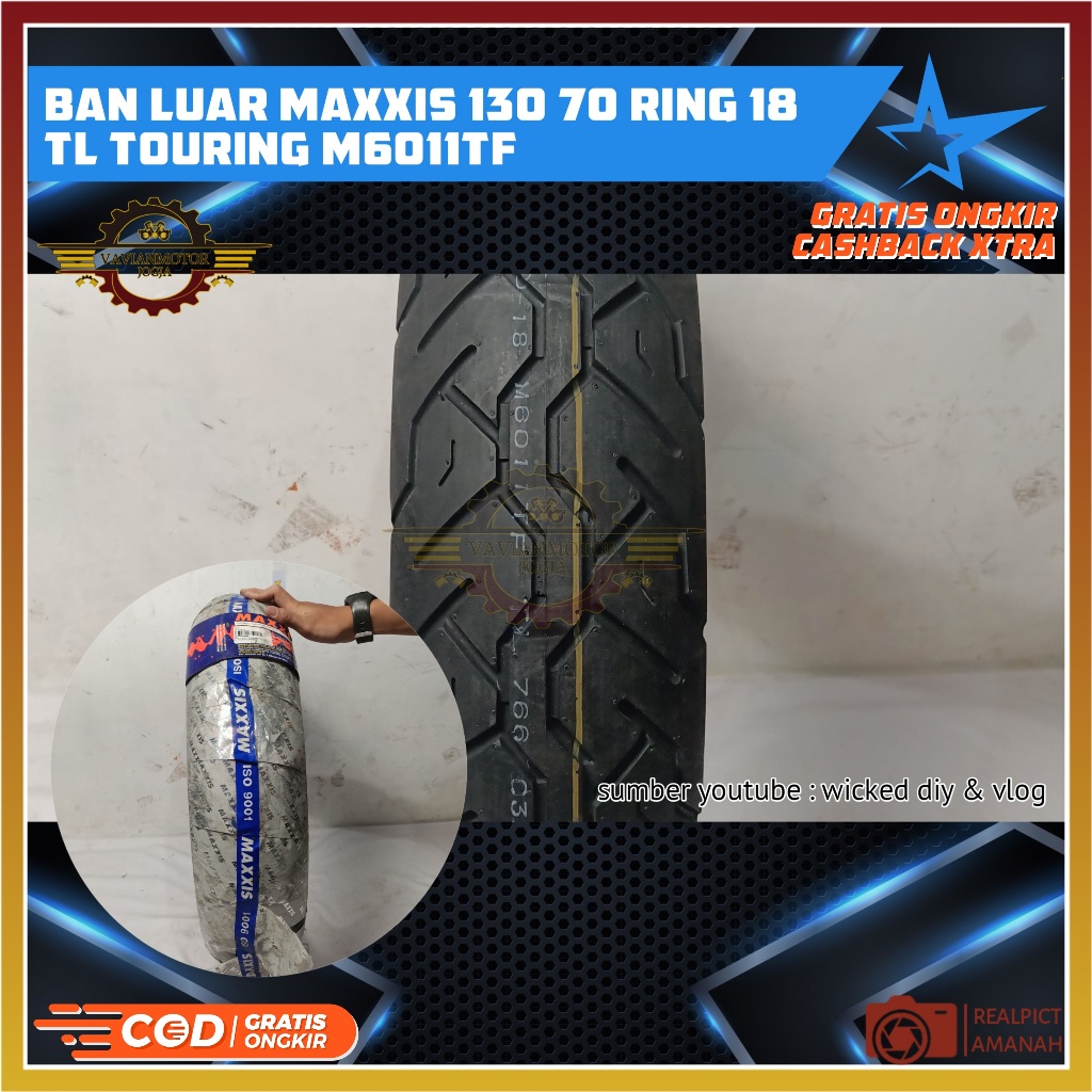BAN LUAR MOTOR MAXXIS 130/70 RING 18 130 70 RING 18 MAXXIS TOURING M6011TF TUBELESS BAN RX KING RING