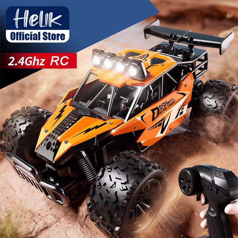 Mobil Remote Control Offroad Alloy 2.4GHz Full Propo Lampu LED Kecepatan 20 km/jam