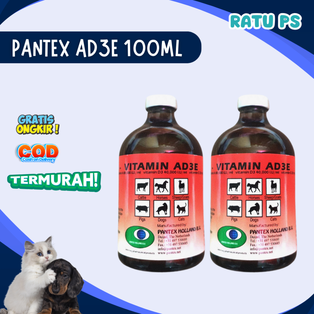 Vitamin AD3E Holland - Vitamin AD3E Injeksi - Pantex Holland AD3E - Vitamin Sapi Majir - Obat Sapi M