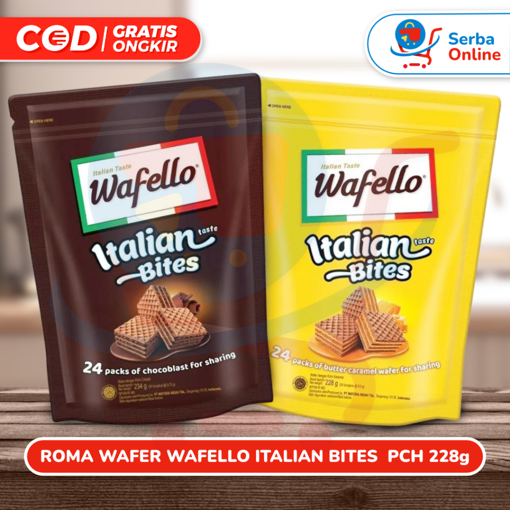 

ROMA WAFER WAFELLO ITALIAN BITES CHOCOLATE & CARAMEL PCH 228g