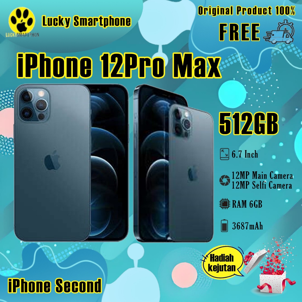 iPhone 12Pro Max 512GB Second Original100% 5G 6.7"OLED-Ori Fullset Mulus Phone 3utools All Green
