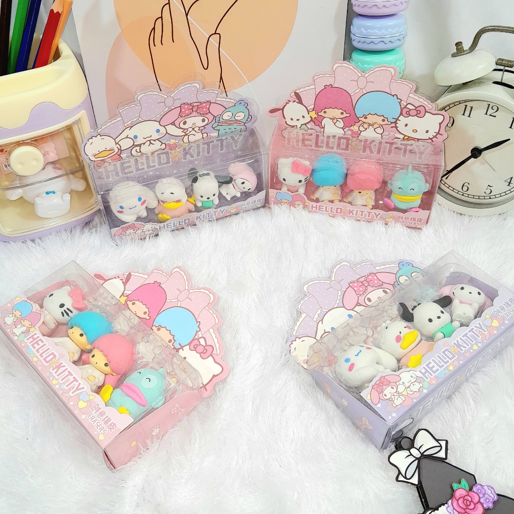 

Penghapus Sanrio Box Mewah 1 Kotak isi 4 PCS Unik Lucu / Penghapus SANRIO 1 Set isi 4 Pieces Imut Cute Ready 2 Model Box Stationary Fancy Kekinian Kualitas Terbaik Bisa Grosir dan COD