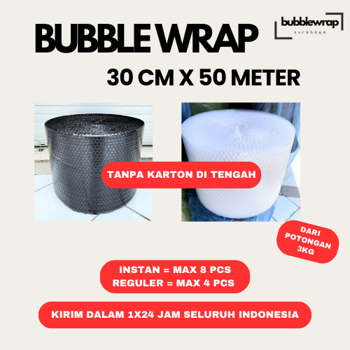 

BUBBLE WRAP 30CM X 50METER BENING HITAM TANPA CORE