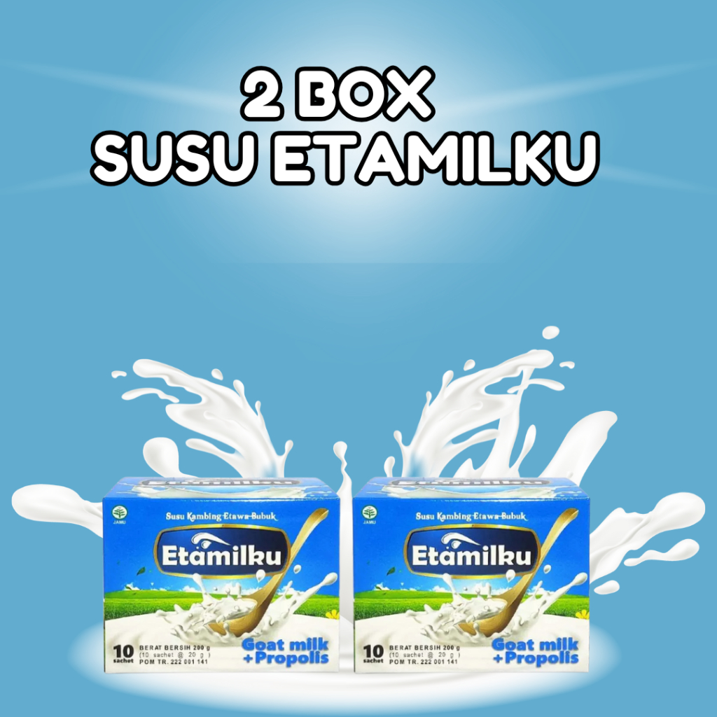 

ETAMILKU - 2 BOX Susu Kambing Etawa Bubuk Plus Propolis - Atasi Masalah Pernafasan dan Nyeri Sendi