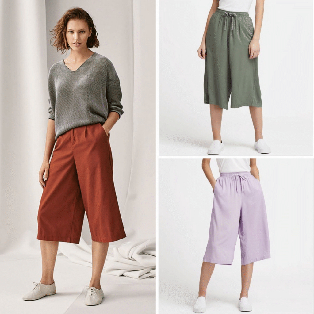 Celana Pendek Wanita Santai Uniqlo Kulot 7/8 Rayon Premium
