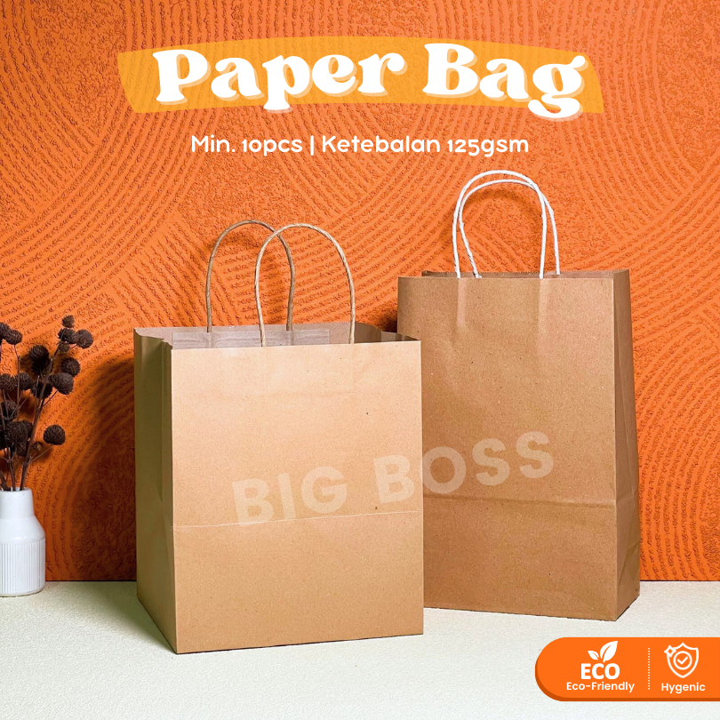 

[10PCS] Paper Bag Tali Kraft Polos / Tas Kertas Packaging Souvenir Kado