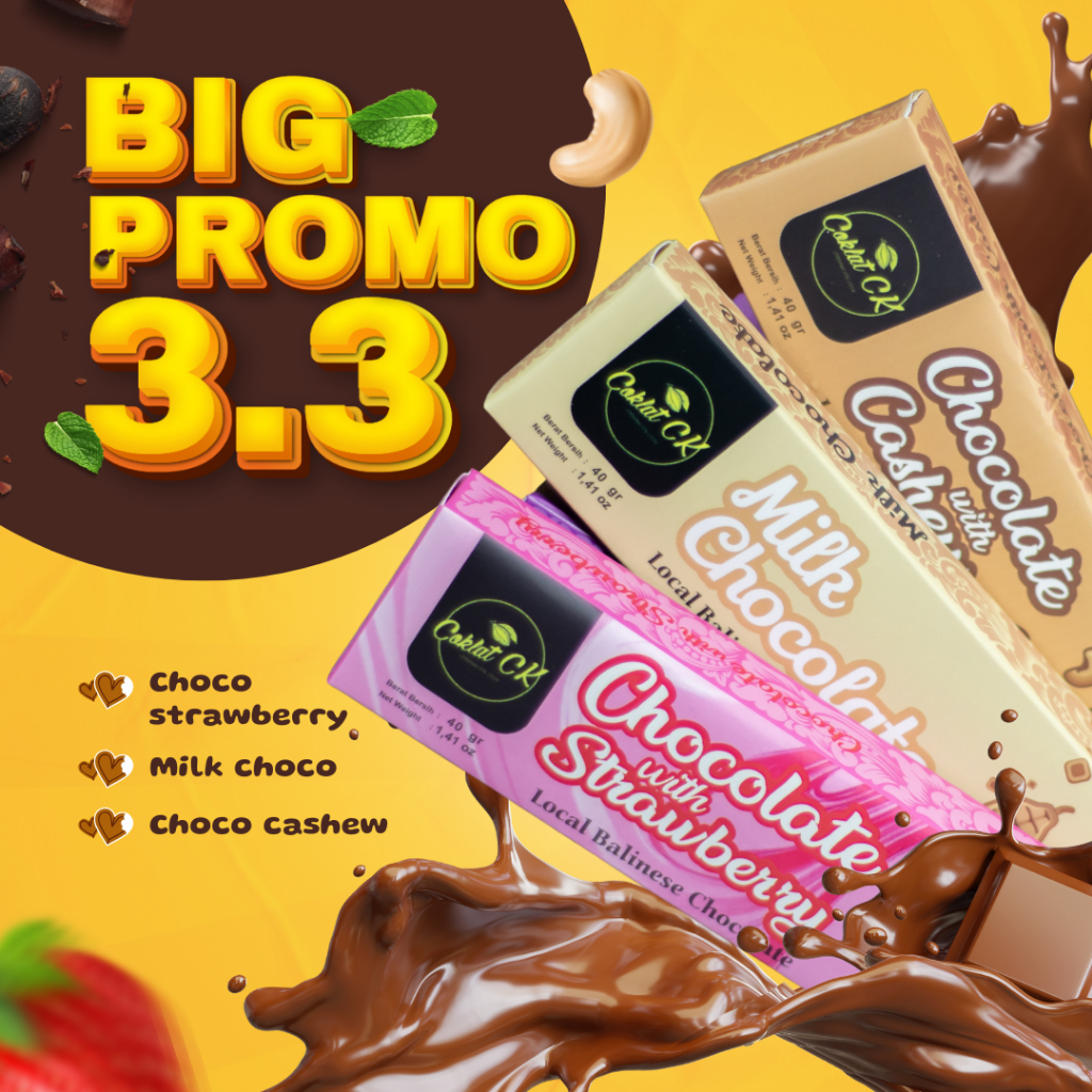 

CoklatCK - Bundling Strawberry Chocolate with Milky Bar & Cashew Choco Cokelat Batang Premium