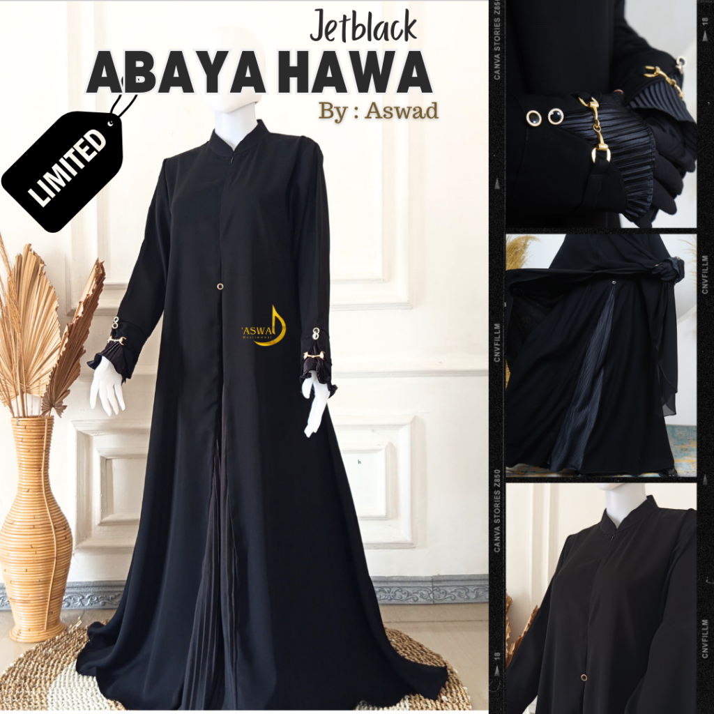 Aswad Abaya Gamis Hawa Jetblack - Abaya jetblack premium - Abaya Lebaran terbaru