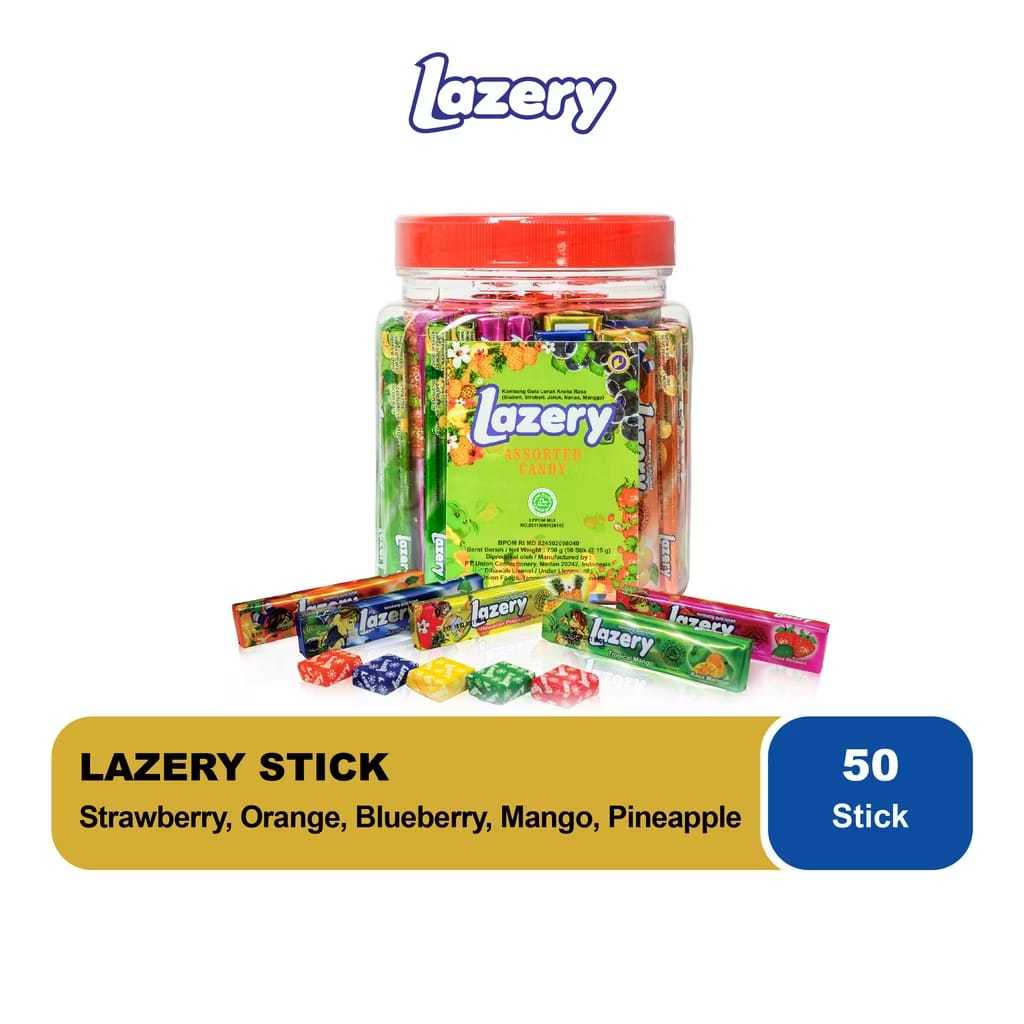 

Lazery Stik Assorted Candy Jar | Isi 50 Stik @ 15 g