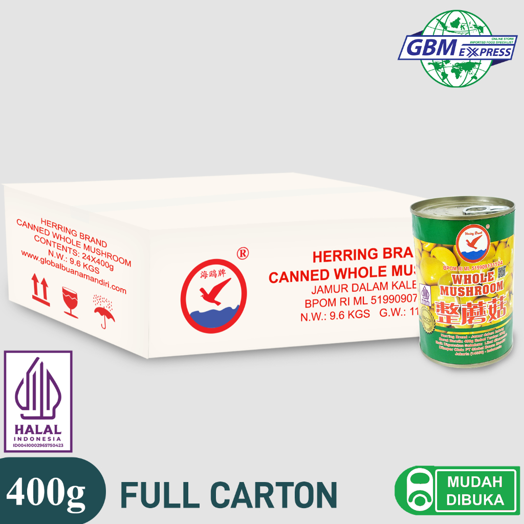 

Herring Brand Full Carton Canned Whole Mushroom 400g - 24Pcs