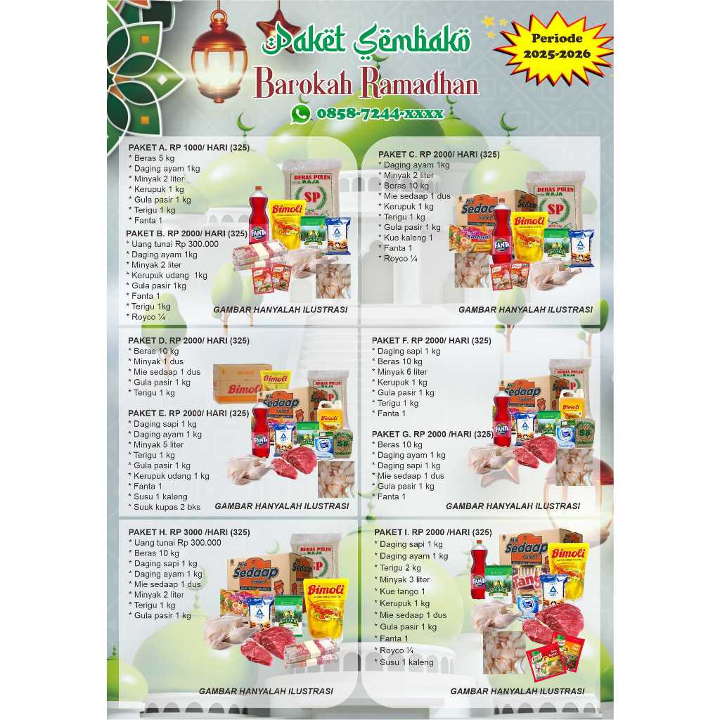 CETAK BROSUR PAKET LEBARAN CUSTOM FREE DESIGN KERTAS ART PAPER GLOSI  ( ukuran A5 ) GAMBAR PRODUK SU