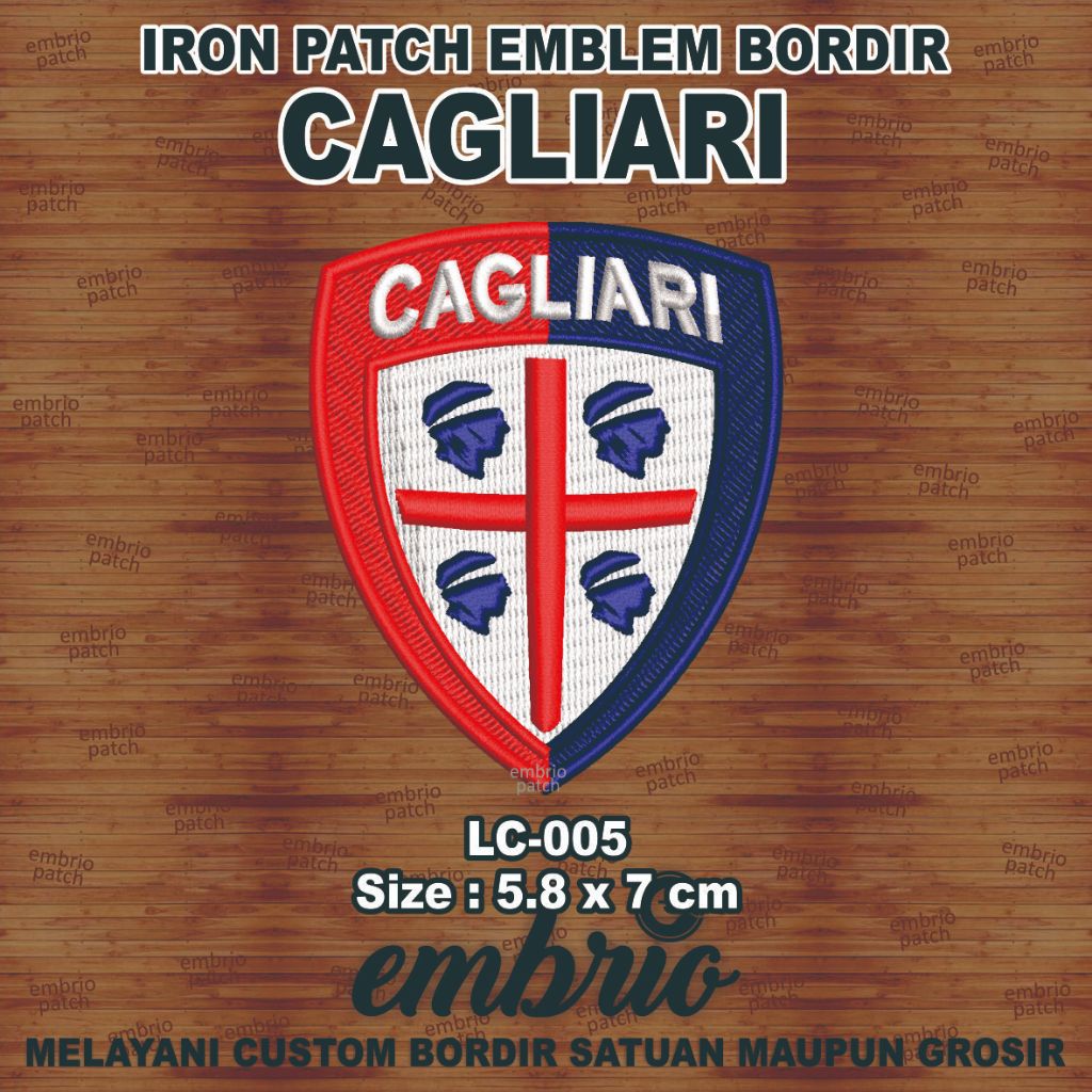 LC-005 Patch CAGLIARI emblem bordir logo jersey cagliari - 5x7cm - Embrio Patch Embroidery Emblem bo