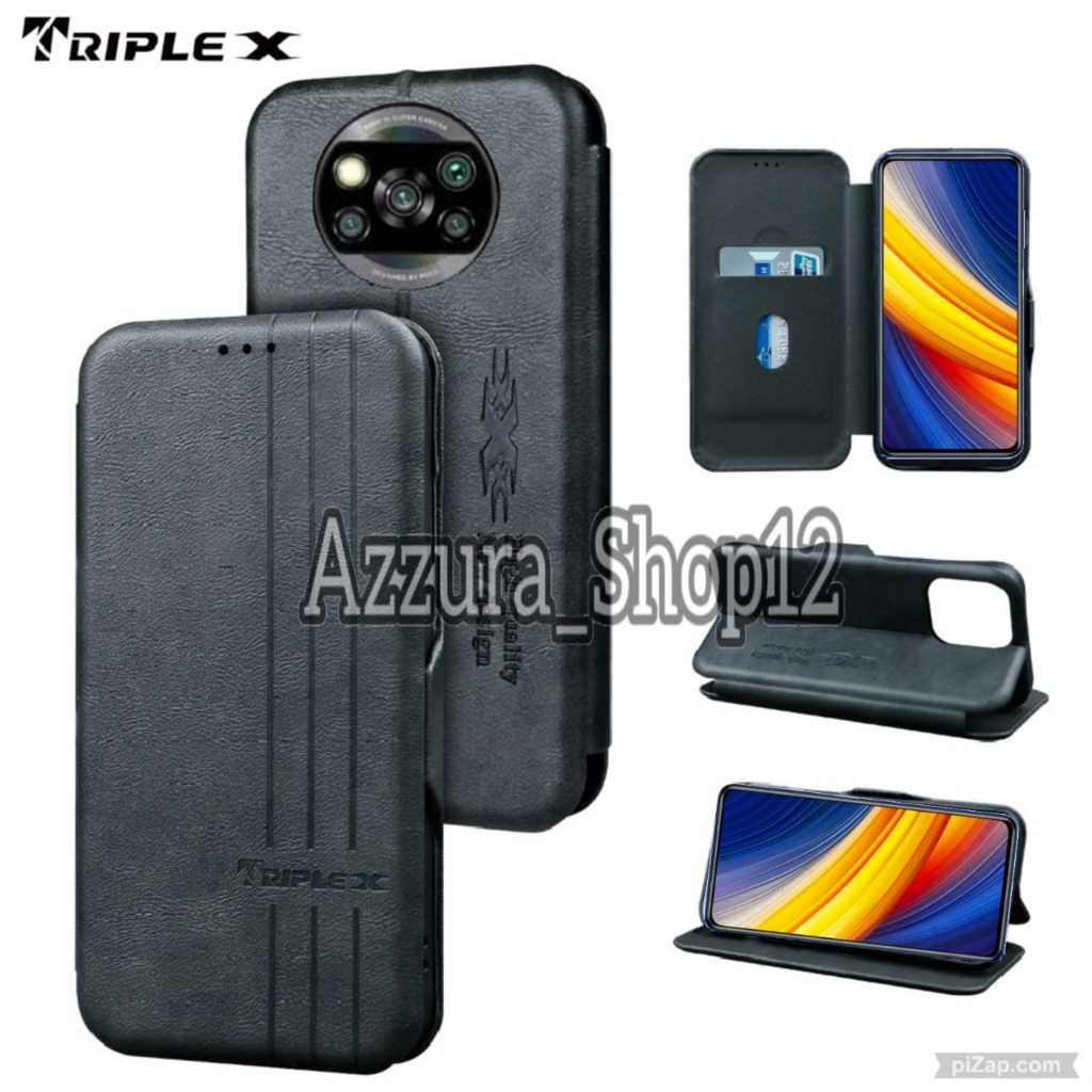 Case For Xiaomi Poco X3/X3 PRO/X3 NFC  Dompet Motif Triple x Flip Cover Leather Premium Casing HP