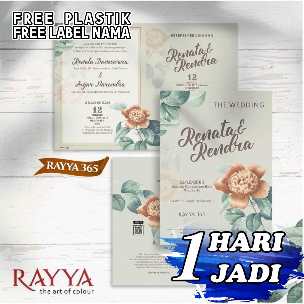 Cetak Undangan Pernikahan Rustik Elegan Unik Desain Terbaru Rayya 365 Undangan Express Sehari Jadi