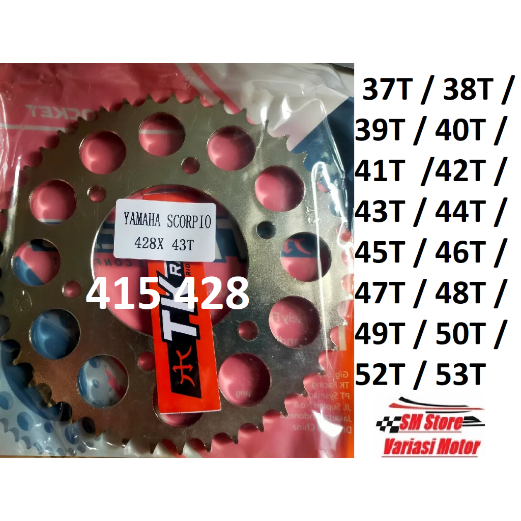 Gir GEAR BELAKANG TK RACING SSS 428 415 SCORPIO VIXION OLD / NEW VIXION / NVL / NVA / BYSON / R15 OL