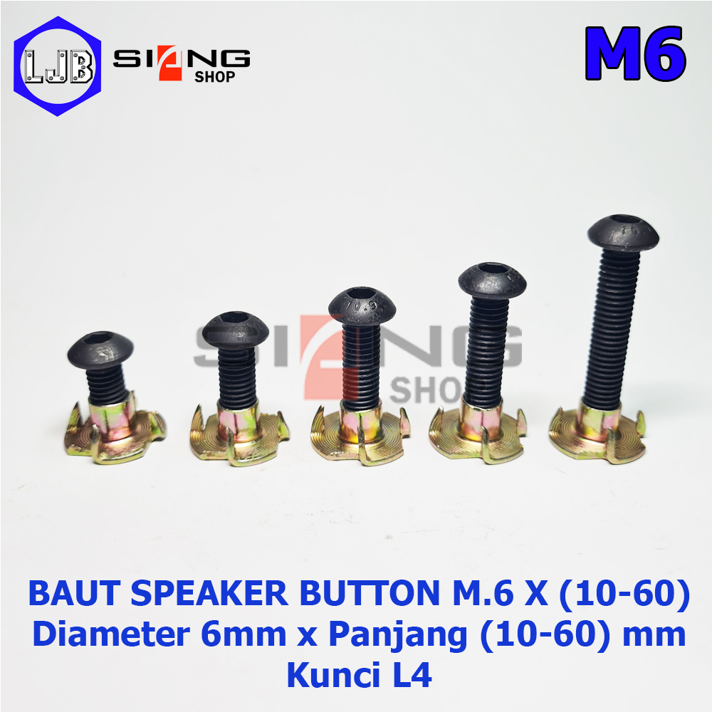 Baut Speaker Cakar L Button M6 panjang 10 sd 60 mm