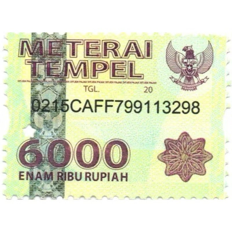 

Materai 6000 Asli Original Pos Indonesia 1 pcs