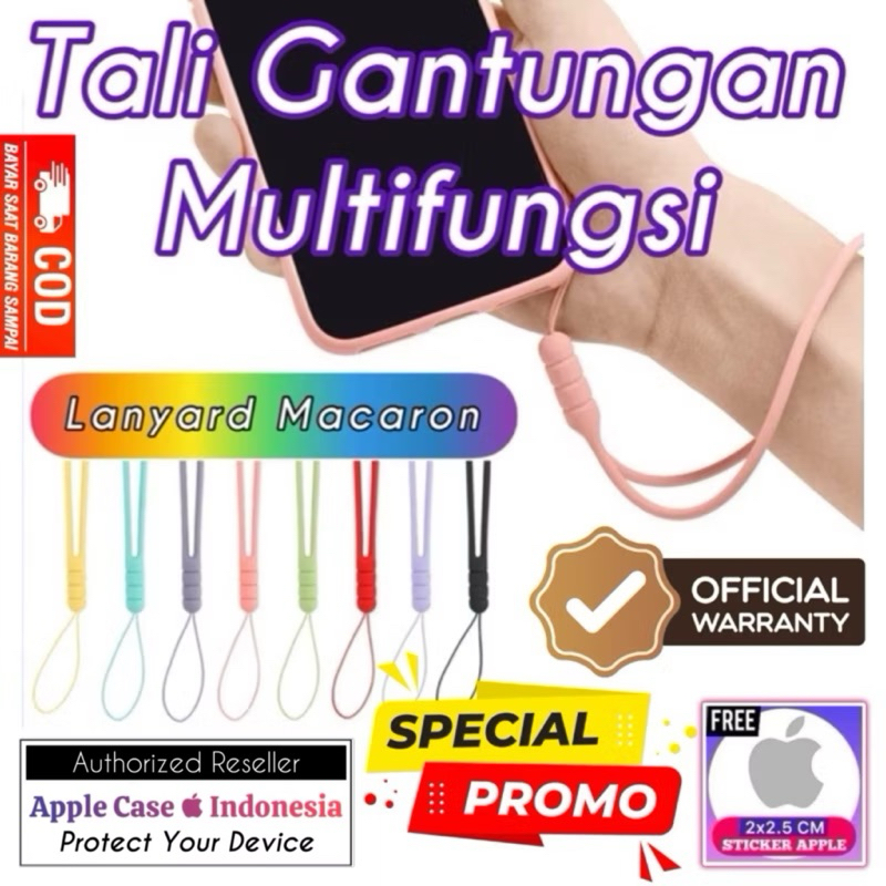 (Free: Gift) Tali Gantungan Multifungsi Universal Lanyard Nylon Silicone Anti Lost Warna Pendek Maca