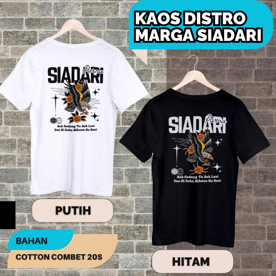 Kaos Distro Marga Batak Siadari Parna bahan katun combed 20s_adem nyaman menyerap keringat