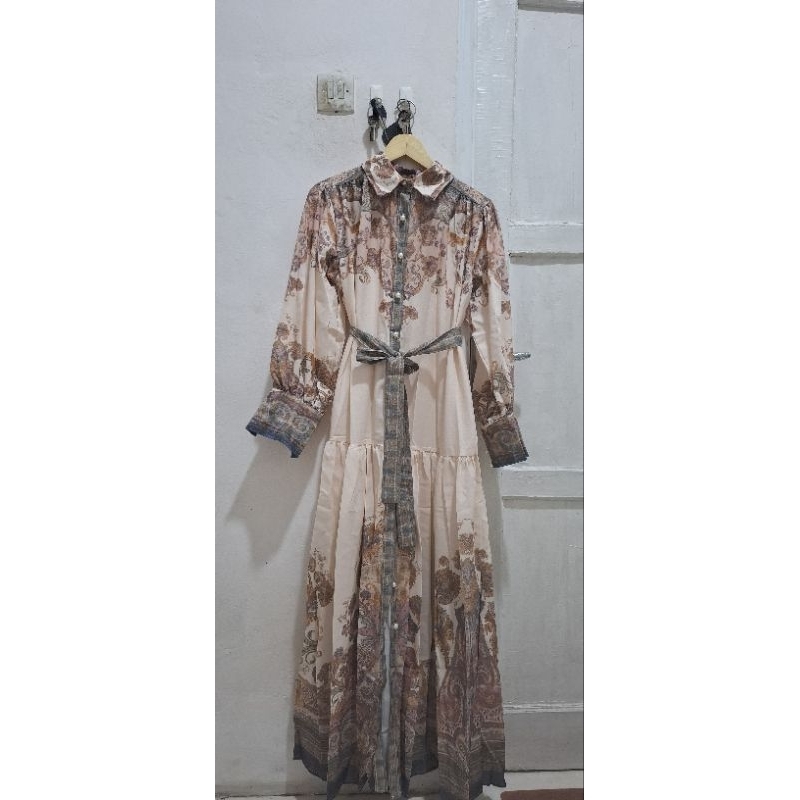 DRESS GAMIS LEBARAN PANJANG MAXI MOTIF BUNGA PRINTING MORNING MARKET IMPORT PREMIUM BANGKOK