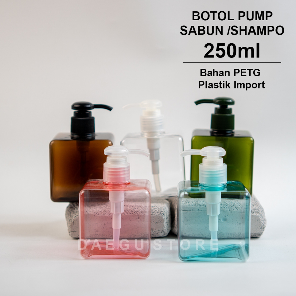 Botol 250ml Pump Sabun Cair Lotion / Shampo Bahan Plastik Impor Kotak Sabun Cuci Piring Refill