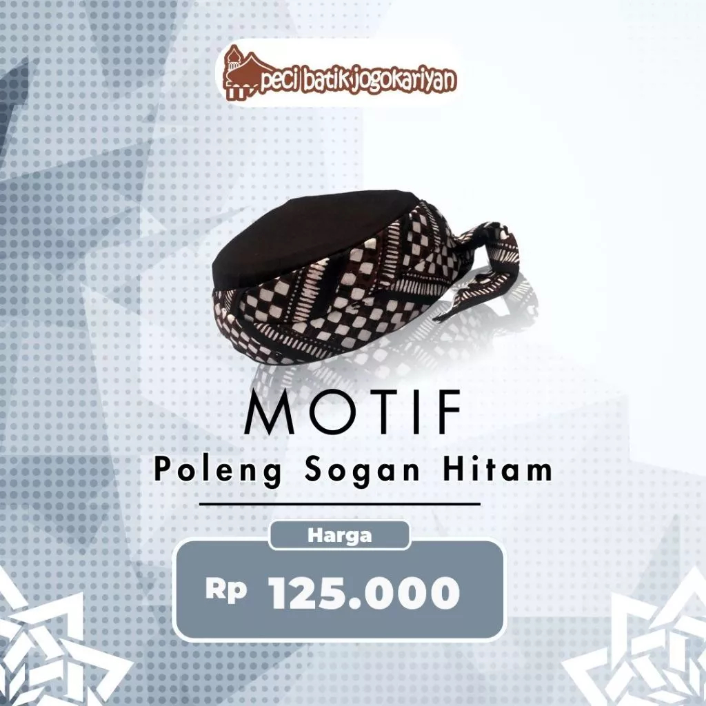 Peci Batik Jogokariyan Motif Poleng Sogan Hitam