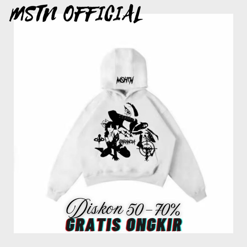 MSTN • PARONIA WHITE • HOODIE BOXY • HOODIE BOXY OVERSIZE • HOODIE BOXY COWOK DAN CEWEK