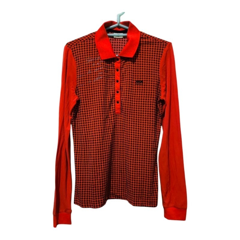 Long sleeve polo shirt houndstooth pattern Fila golf women's 90
