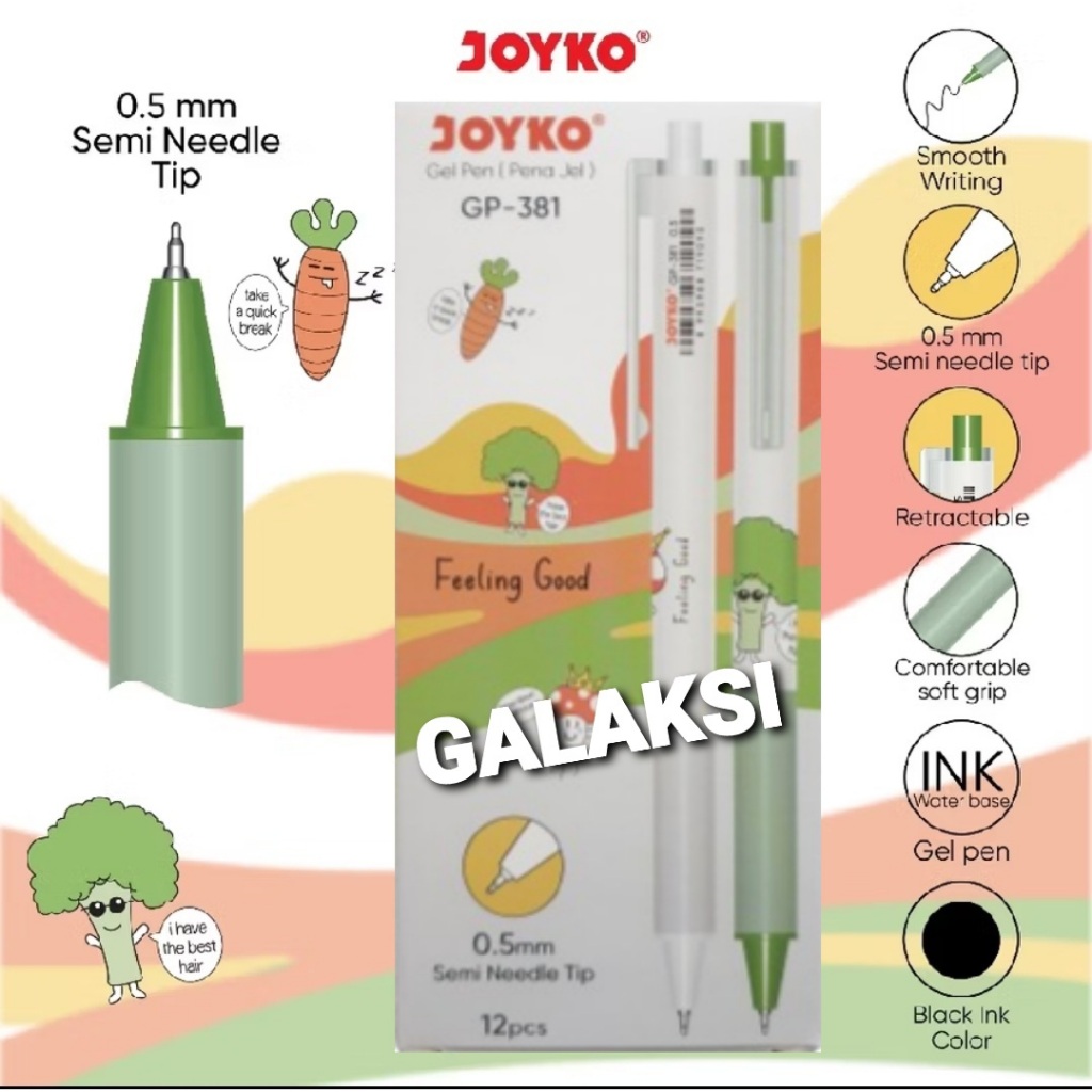 

[ BOX / 12 PCS ] GELPEN PULPEN PENA JOYKO GP-381 FEELING GOOD 0.5 mm