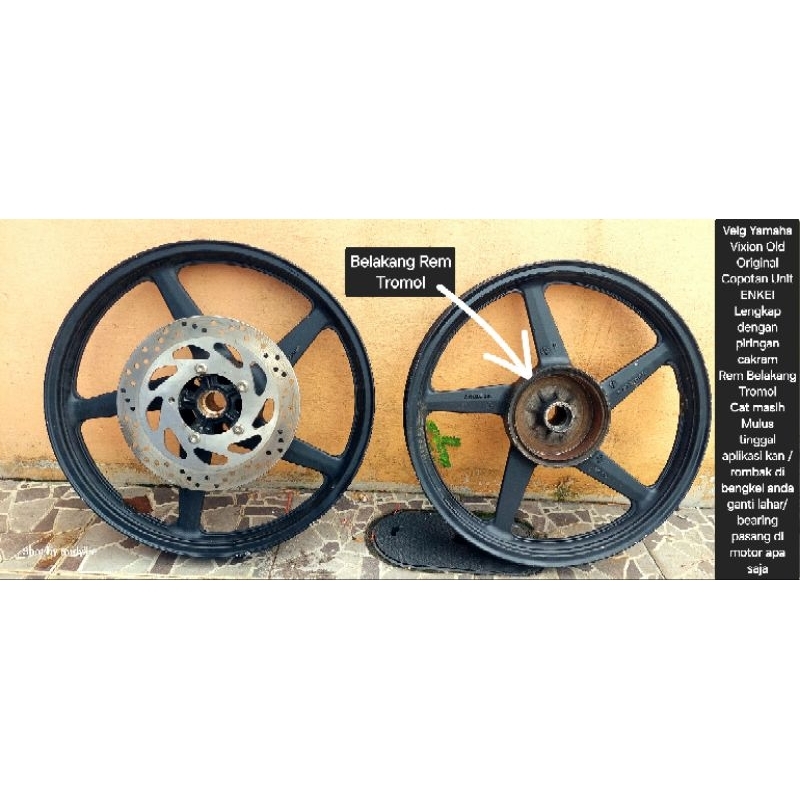 Velg Yamaha Vixion Old Original Copotan Unit ENKEI Ring 17
Lengkap dengan Piringan cakram masih Teba