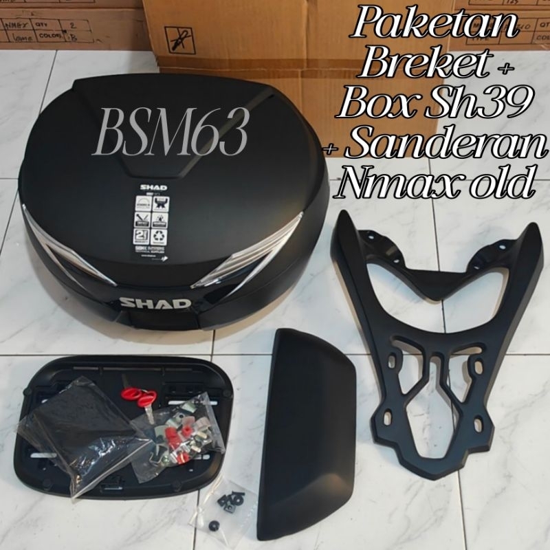 Komplit Backrest Sandaran Plus  Box Shad Sh39 Sh 39 Liter Plus Breket Bracket Box Bintang Nmax old &