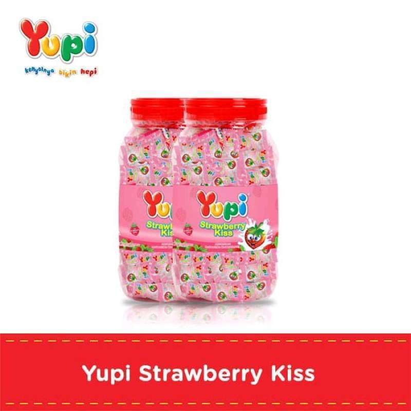 

Yupi Love Toples / Jar Candy Strawberry Kiss Permen Gula Lunak 300Gr (+/- 125Pcs)