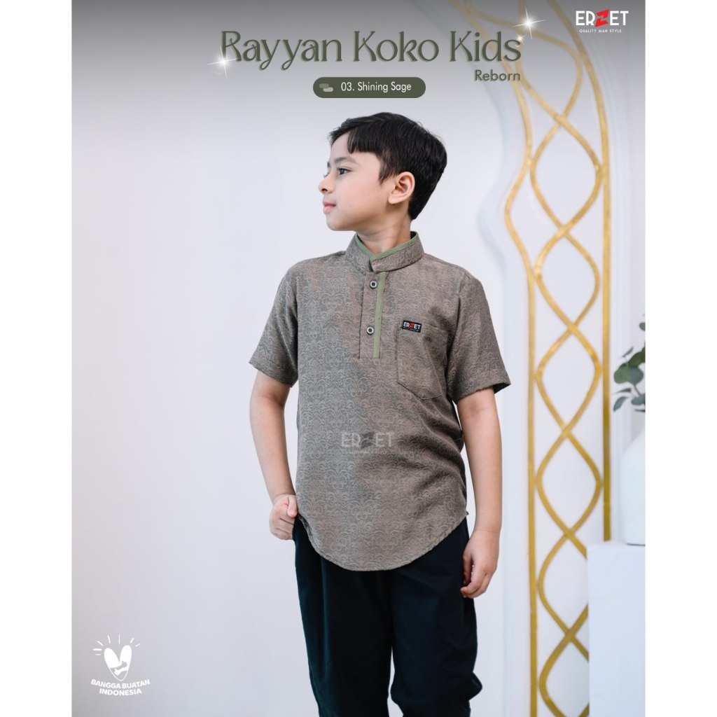 ERZET Rayyan Koko Kids Reborn Lengan Pendek bahan Jacquard Serat Alami Viscose Terbaik Mewah Nyaman 