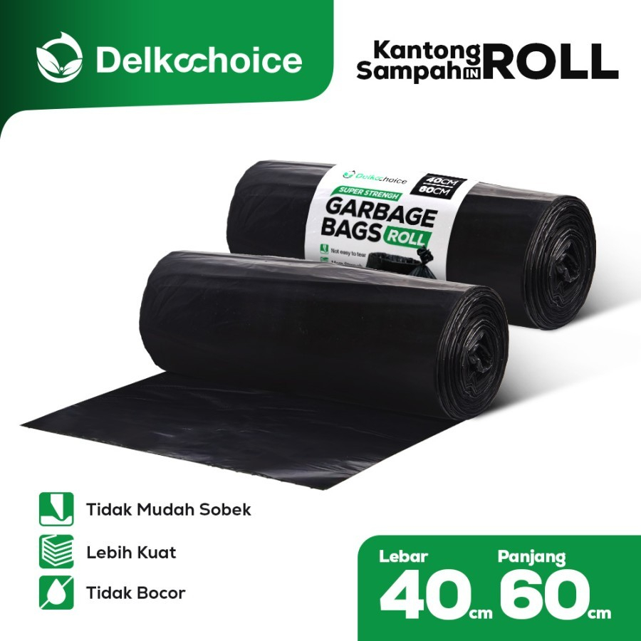 KANTONG PLASTIK SAMPAH TEBAL BESAR WARNA HITAM ROLL 40 X 60