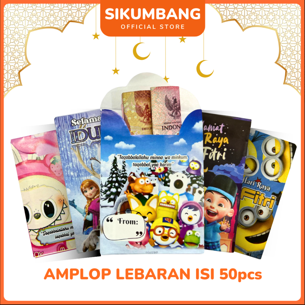 

SIKUMBANG Amplop Lebaran Idul Fitri 2025 Isi 50pcs Karakter Lucu