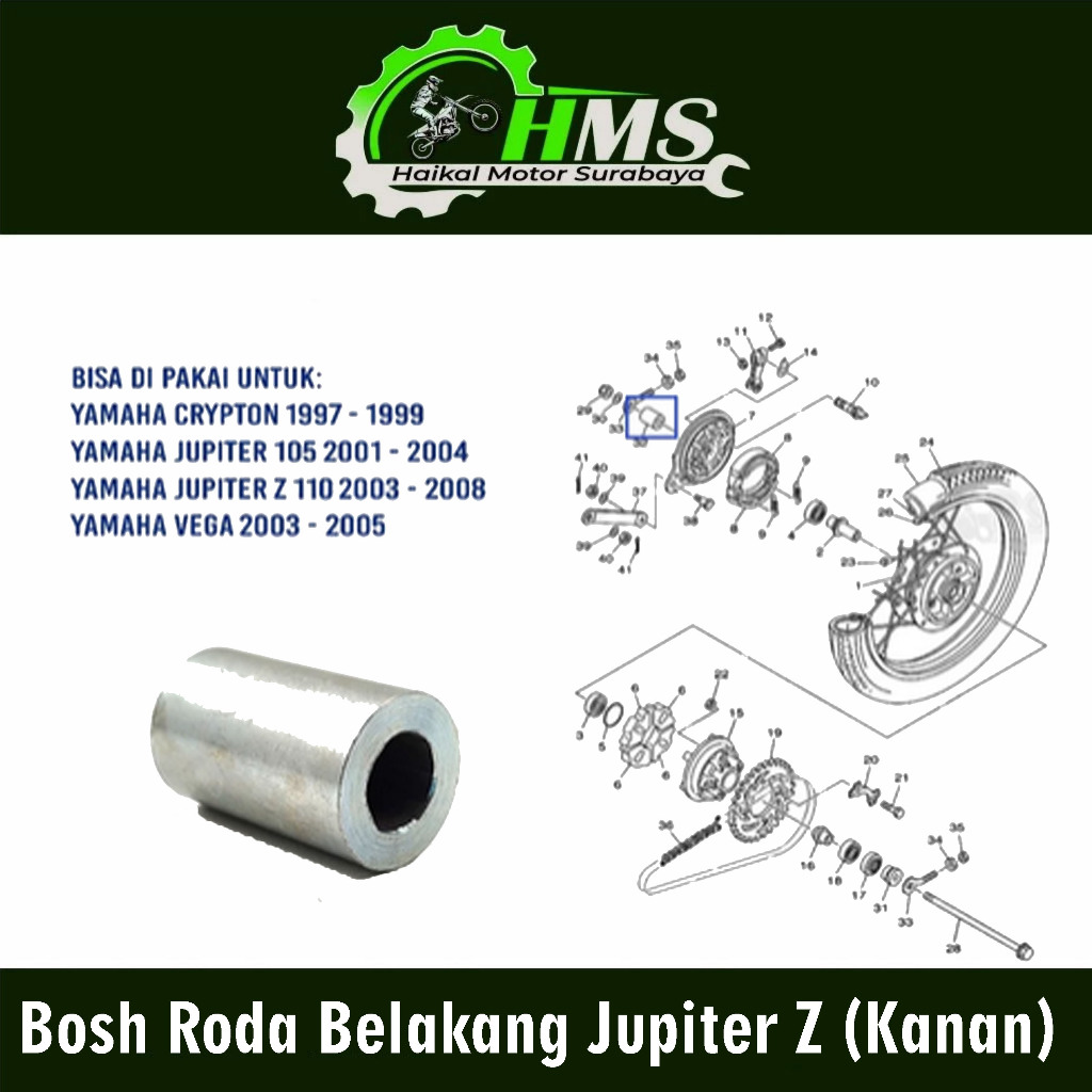 Bosh Roda Belakang Jupiter Z (Kanan) - Boshing Bos Luar Tromol Kanan Yamaha Crypton Jupiter Vega