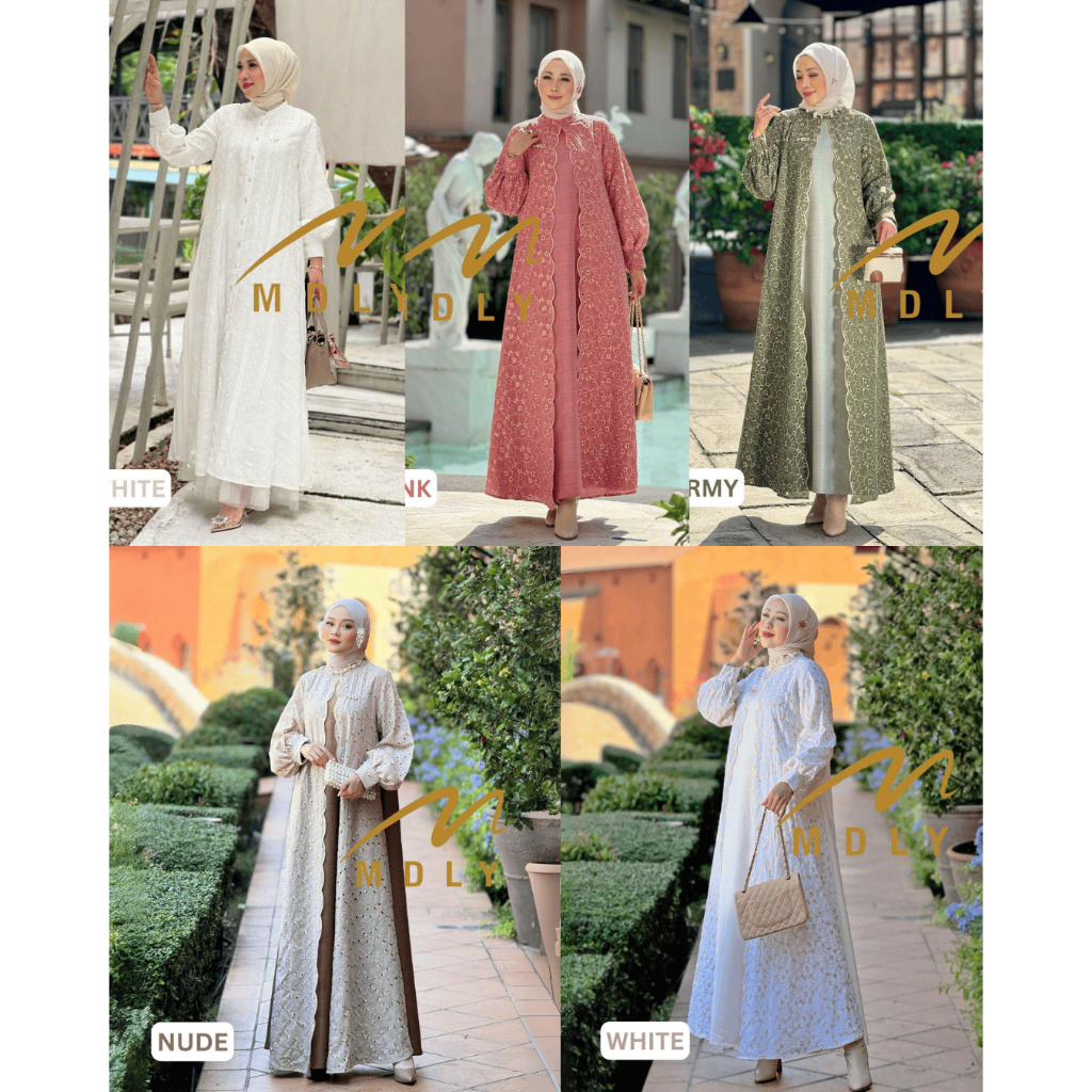 MDLY Yuji/Samira Dress Gamis wanita muslim Premium Katun Bordir Adem Putih Elegan