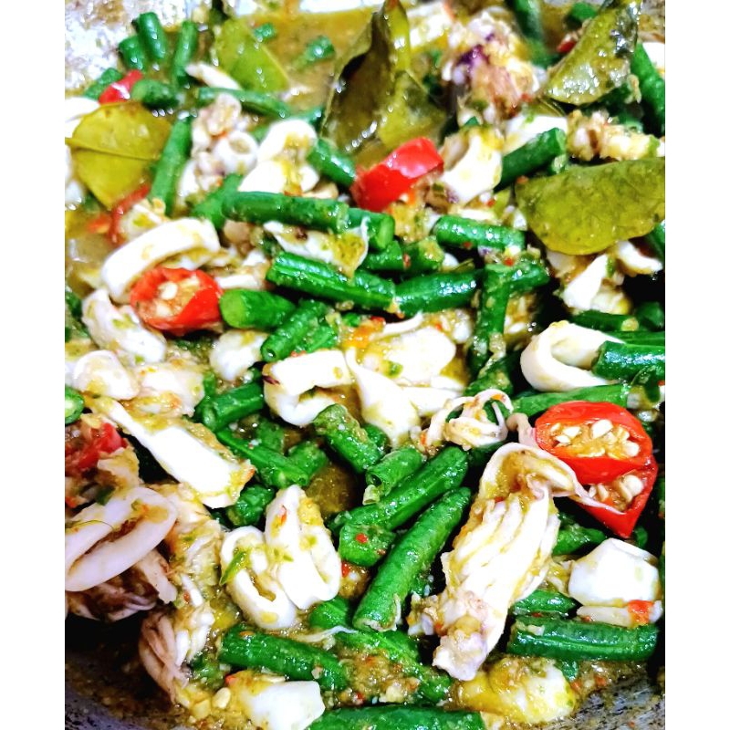 

Tumis Cumi cabe ijo/kacang panjg pedes dikit 200gt
