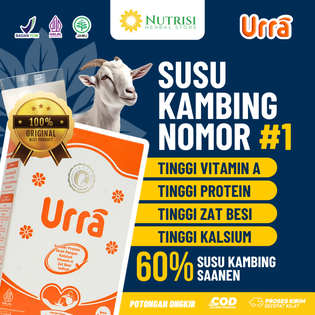 

[ PAKET RESELLER 25 BOX ] SUSU URRA - Susu Kambing Saanen Bubuk Premium - Anti Prengus Sumber Protein Tinggi Nutrisi dan Kalsium - 200gr Halal BPOM