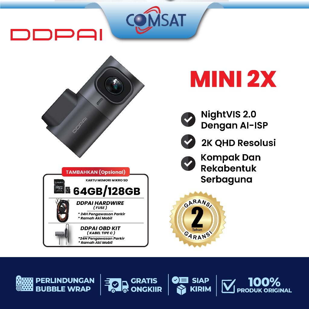 DDPAI MINI2X Dash Cam - Kamera Dashboard 2K dengan Night Vision 2.0