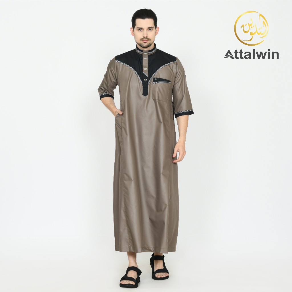 Attalwin - Gamis Jubah Pria Muslim Umroh Haji Tangan Pendek JD022
