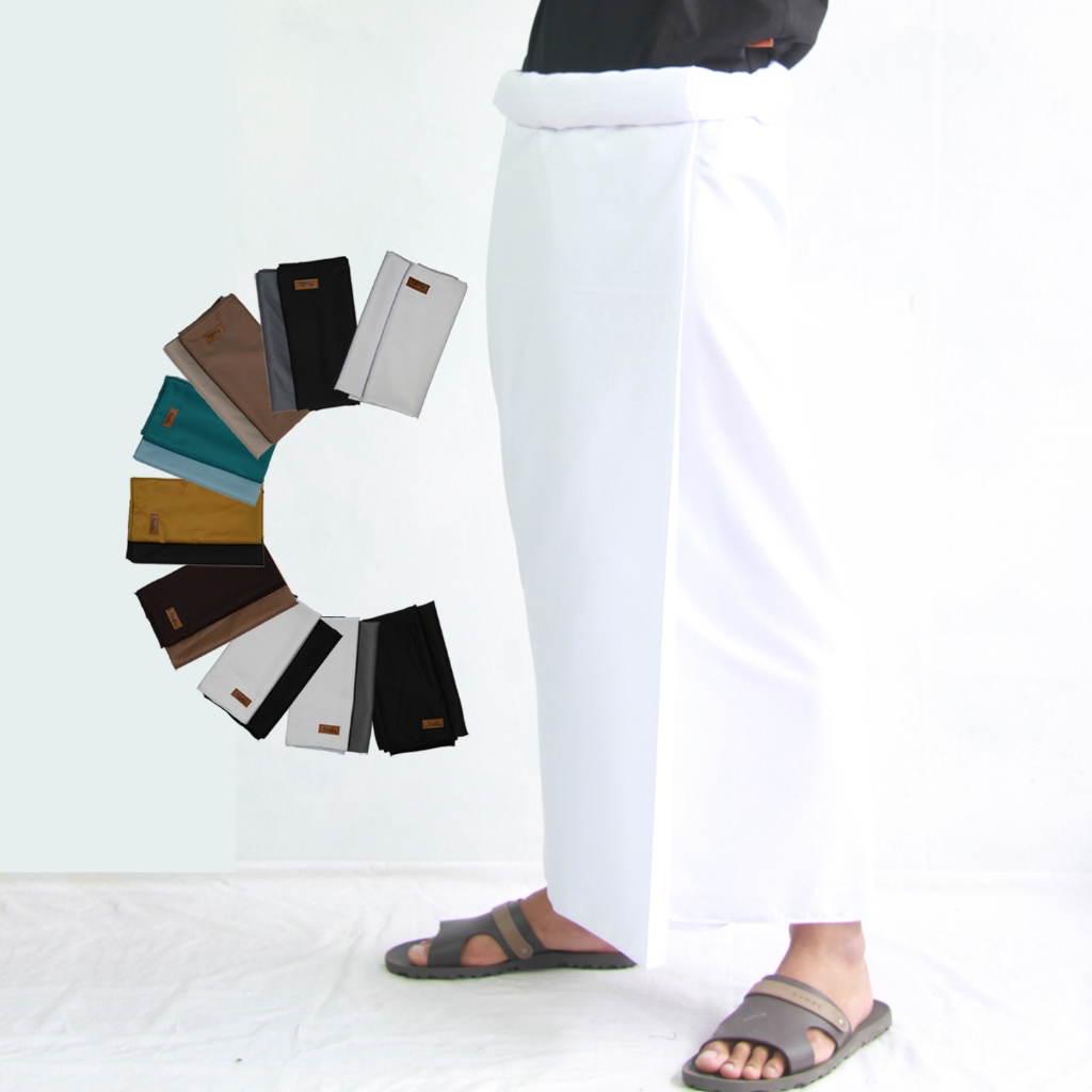 KawiKa - Sarung Putih Polos Premium - Kain Shalat Pria Dewasa Bahan Katun Tebal