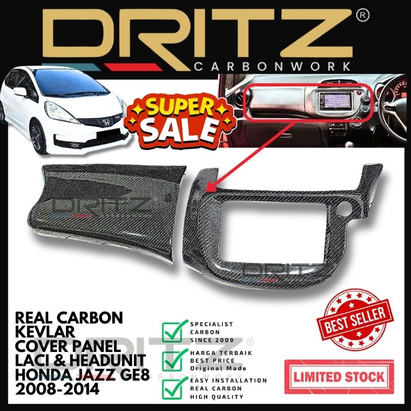 Asli Carbon Kevlar Cover Panel Tape + Laci Mobil HONDA JAZZ GE8 Aksesoris Modifikasi Kaebon Kevlar I