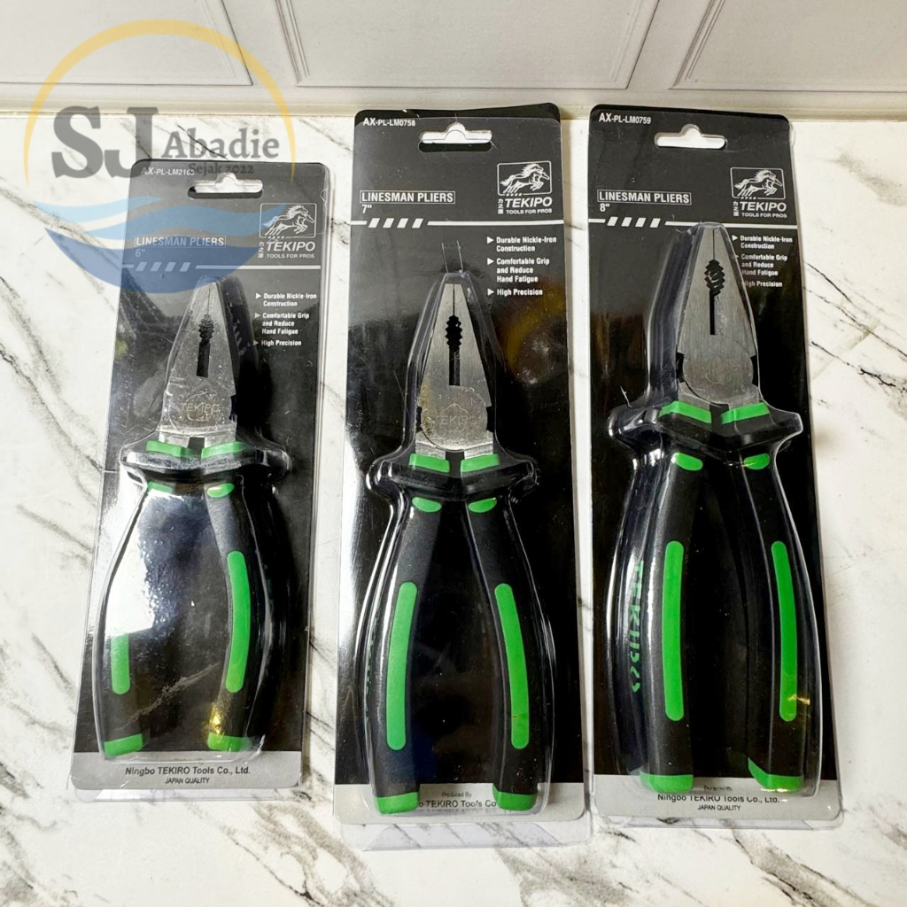 (1 PC) TEKIPO Tang Kombinasi / Lancip / Potong Gagang Karet 4,5 - 6 - 7 - 8 Inch | SJ ABADIE |
