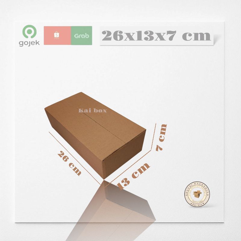 

kardus ukuran 26x13x7 cm box singel wall polos ST