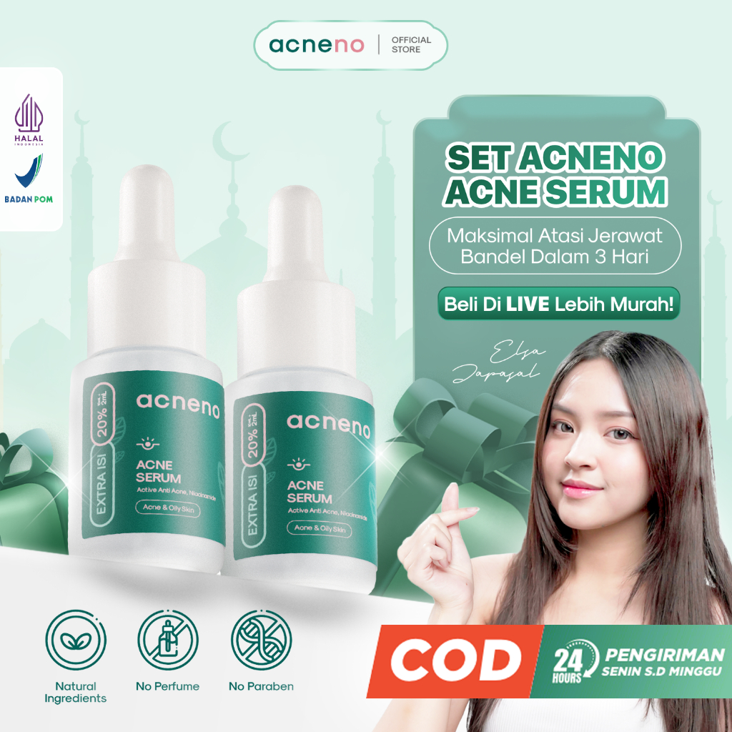 HEMAT! Bundle Acneno Acne Serum isi 2pcs - 12ml/pcs | Serum Perawatan Jerawat Bruntusan