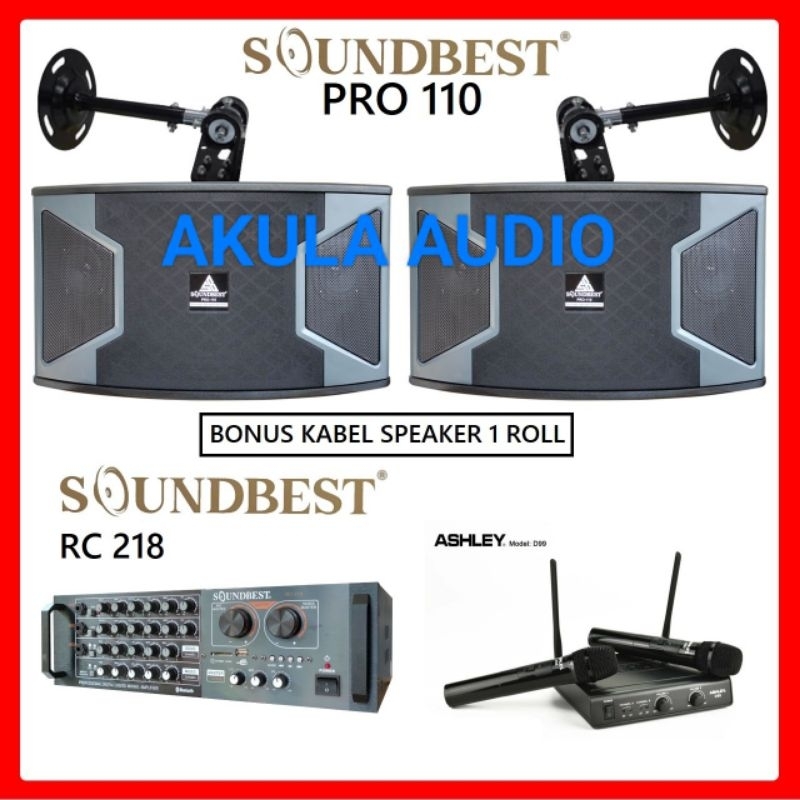 Paket Karaoke Rumah Speaker 10 Inch Soundbest PRO 110 Mic Ashley