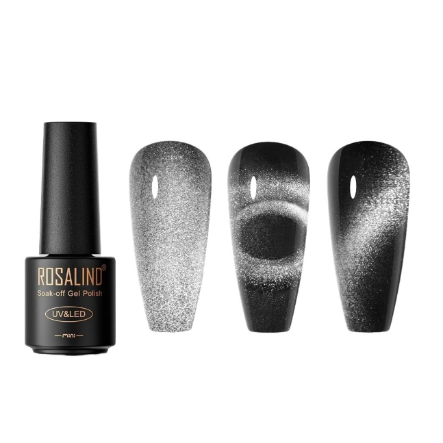 ROSALIND 5D Cat Eye Nail Gel Polish (Bisa diaplikasikan untuk semua warna) kutek efek mata kucing ro