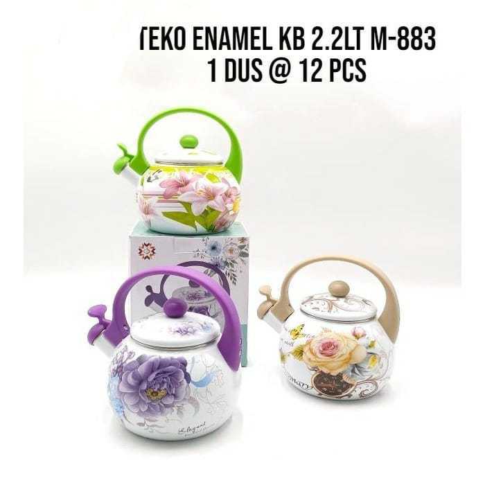 TEKO ENAMEL KEMBANG 2.2 LITER / CERET ENAMEL TEKO BUNYI ENAMEL TEKO SIUL
