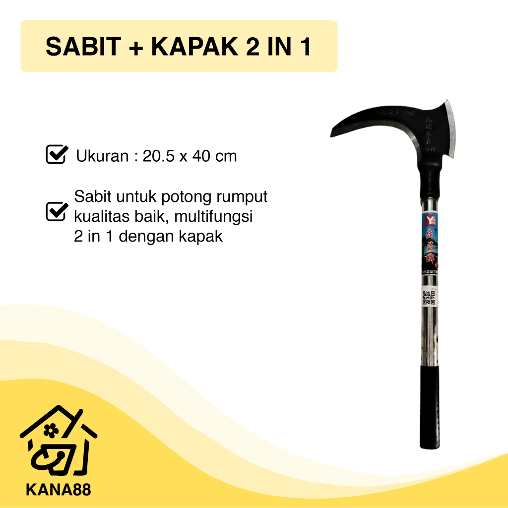 Sabit + Kapak Besi 2 in 1 Sickle Blade Pemotong Rumput Grass Cutter
